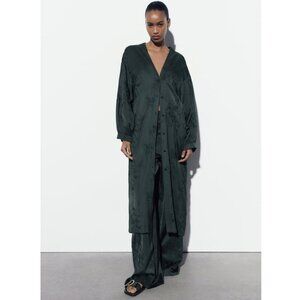 NWOT Zara embroidered satin effect kimono duster, XS-S